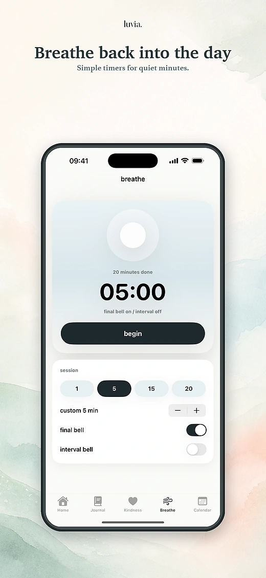 Luvia breathing timer screen