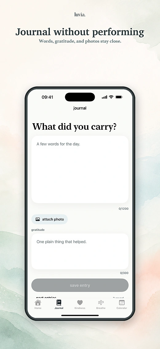 Luvia journal and gratitude screen