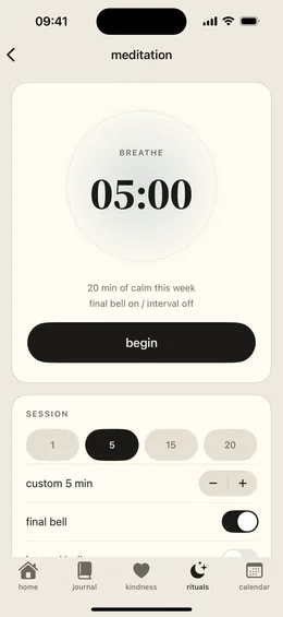 Meditation timer screen